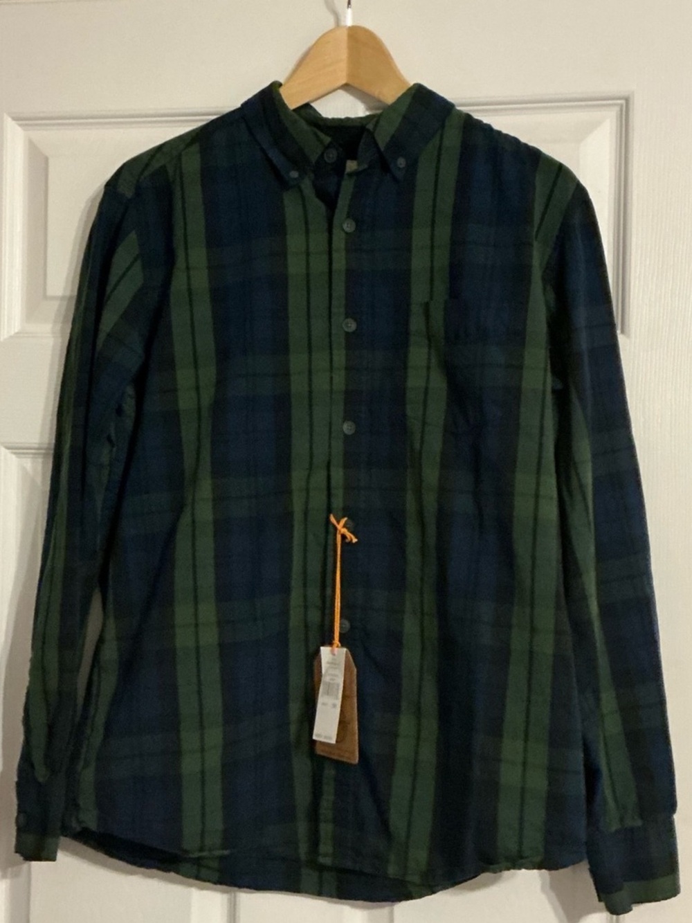 Men’s Weatherproof Classic Green & Navy Plaid Button-Down Shirt